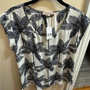 My Danielle Black Palm Tree Top Women's Blouse